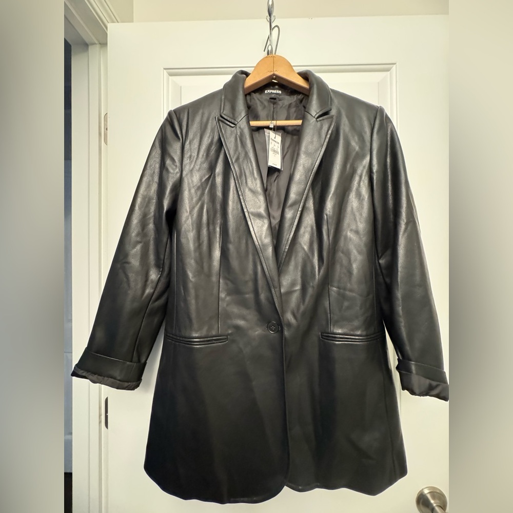 Express Charcoal Faux Leather Jacket